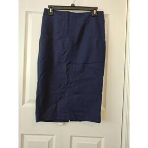 New York & Company Pencil Suit Skirt Navy Blue Size 4 Knee/Below knee